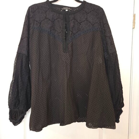 Andrew GN women's cotton lace blouse size 44 (EU) made in France - Picture 1 of 16